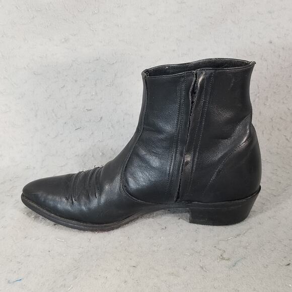 Westen Cowboy Ankle Boots Men's 11 D Black Leather - Picture 8 of 14